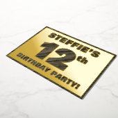 12th Birthday Party — はっきりした Wood Grainフェイク文字 箔招待状 (回転した状態)