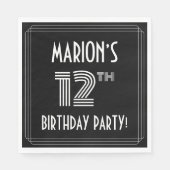 12th Birthday Party:アールデコスタイル+名前をカスタムする スタンダードランチョンナプキン (正面)