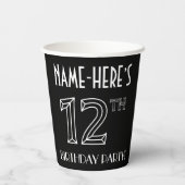 12th Birthday Party:アールデコスタイル+名前をカスタムする 紙コップ (裏面)