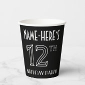 12th Birthday Party:アールデコスタイル+名前をカスタムする 紙コップ (正面)