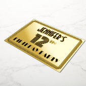 12th Birthday Party —アールデコスタイル「12」 & Name 箔招待状 (回転した状態)