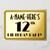 12th Birthday Party —アールデコ検索「12」 +名前 箔招待状 (正面)