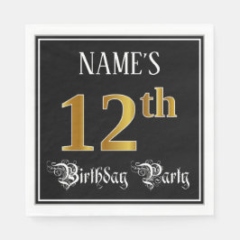 12th Birthday Party – スクリプファンシート、フェイク金ゴールド・ルック スタンダードランチョンナプキン