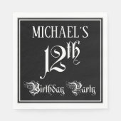 12th Birthday Party – スクリプファンシート+名前をカスタムする スタンダードランチョンナプキン (正面)