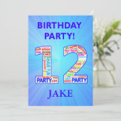12th Birthday Party Invitation名前の追加 招待状 (スタンド正面)