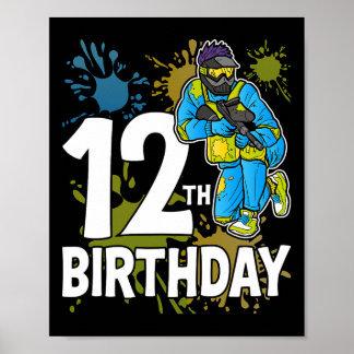 12th Birthday Party Paintll Player Gamer 12 Years  ポスター