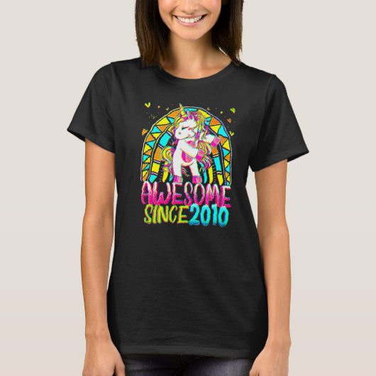 12th Birthday Rainbow 12 Year Old Flossing Unicorn Tシャツ (正面)
