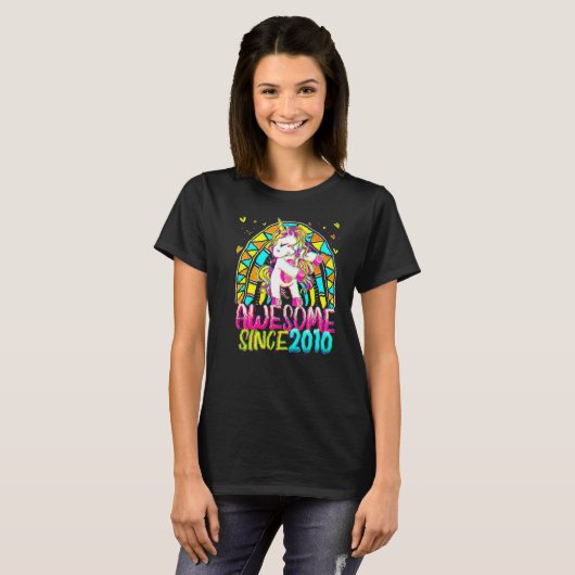 12th Birthday Rainbow 12 Year Old Flossing Unicorn Tシャツ (正面フル)