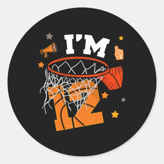 12th Birthday Sketll Boy Twelve Years 12 Yr Old Bd ラウンドシール (正面)