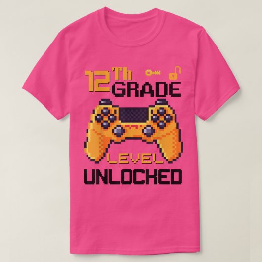 12th grade level unlocked video game gamers pixel  tシャツ (デザイン正面)