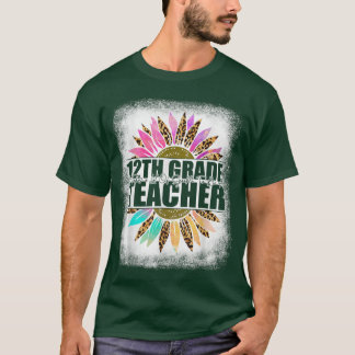 12th Grade Teacher Leopard Sunflower s, Back To Sc Tシャツ