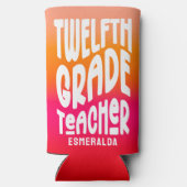 12th Grade Teacher Orange Red Ombre スリム缶クーラー (裏面)
