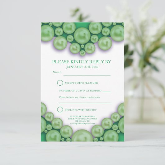 12th Jadeの結婚記念日ハート返信カード 出欠カード (スタンド正面)