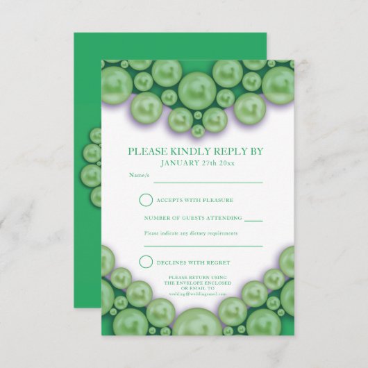 12th Jadeの結婚記念日ハート返信カード 出欠カード (正面/裏面)