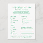 12th Jade Wedding Anniversary green meal selection エンクロージャーカード (裏面)