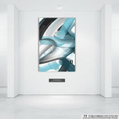 12x12インチトレンド抽象芸術アートキャンバス白黒ブルー キャンバスプリント