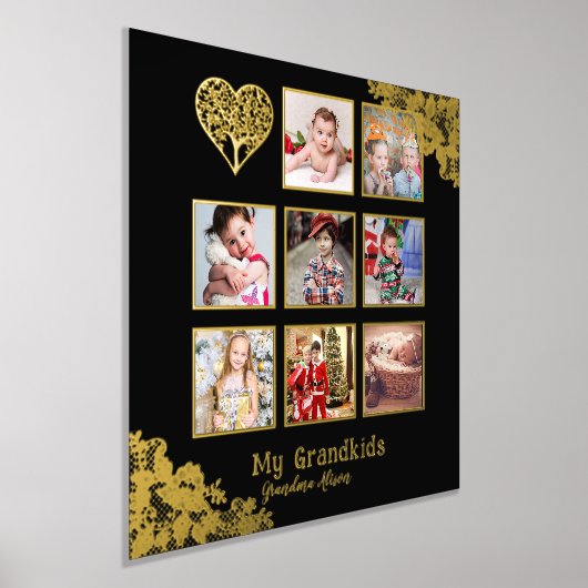 12x12フォトコラージギフトゴールドフォイルレースのアクセント 箔ポスター (レイダウン)