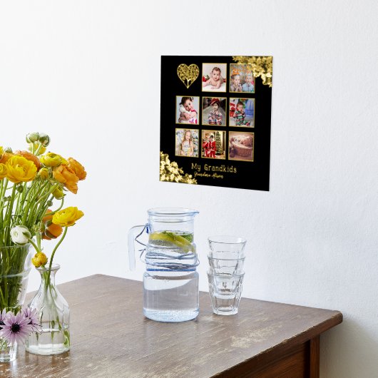 12x12フォトコラージギフトゴールドフォイルレースのアクセント 箔ポスター (レイダウン (キッチン))