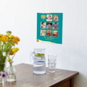 12x12フォトコラージュ金実在箔ティール（緑がかった色）ターコイズ 箔ポスター (レイダウン (キッチン))