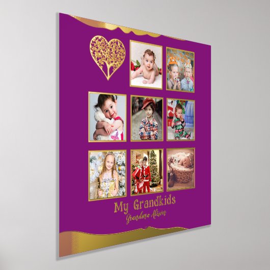 12x12フォトコラージョ実在ンゴールドフォイルマゼンタピンク 箔ポスター (レイダウン)