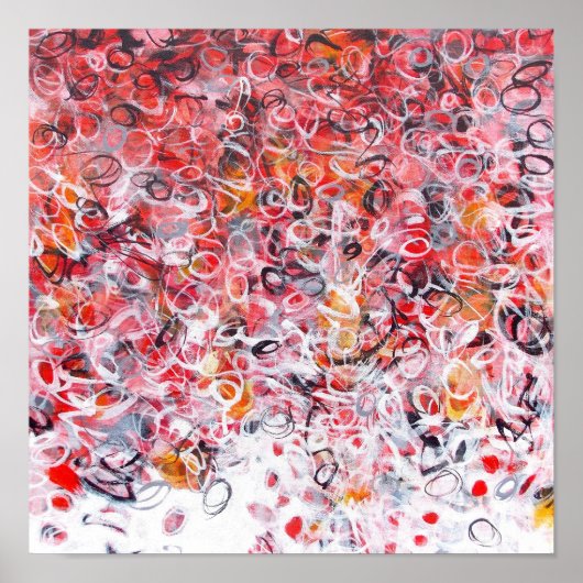 12x12抽象芸術レッド白黒アーモダントプリント ポスター (正面)