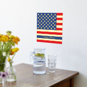 12x12細いブルーライン警察法アメリカ国旗の金ゴールド 箔ポスター (レイダウン (キッチン))