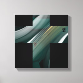 12x12" トレンド抽象芸術キャンバス ブラック ホワイト グリーン キャンバスプリント
