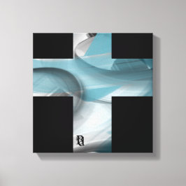 12x12" トレンド アブストラクトアート キャンバス ブラック ホワイト ブルー