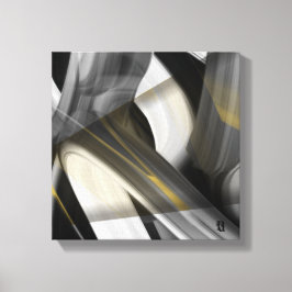 12x12" トレンド 抽象芸術 キャンバス ブラック ホワイト ゴールド