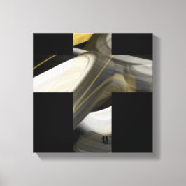 12x12" トレンド 抽象芸術 キャンバス ブラック ホワイト ゴールド