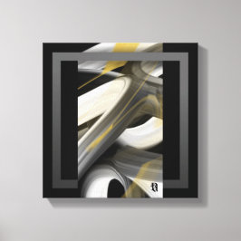 12x12" トレンド 抽象芸術 キャンバス ブラック ホワイト ゴールド