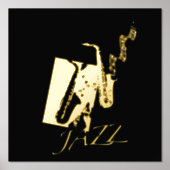 12x12 Black GOLD Jazz Saxophone Music by Leah      箔ポスター (正面)