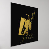 12x12 Black GOLD Jazz Saxophone Music by Leah      箔ポスター (レイダウン)