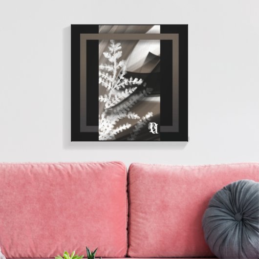 12x12" Terra’s Tender Whisper Abstract Brown Flowe キャンバスプリント (インサイチュ (リビング))