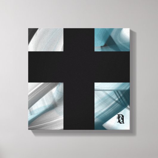 12x12" Trend Abstract Art Canvas Black White Blue キャンバスプリント (正面)