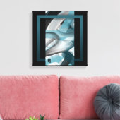 12x12" Trend Abstract Art Canvas Black White Blue キャンバスプリント (インサイチュ (リビング))