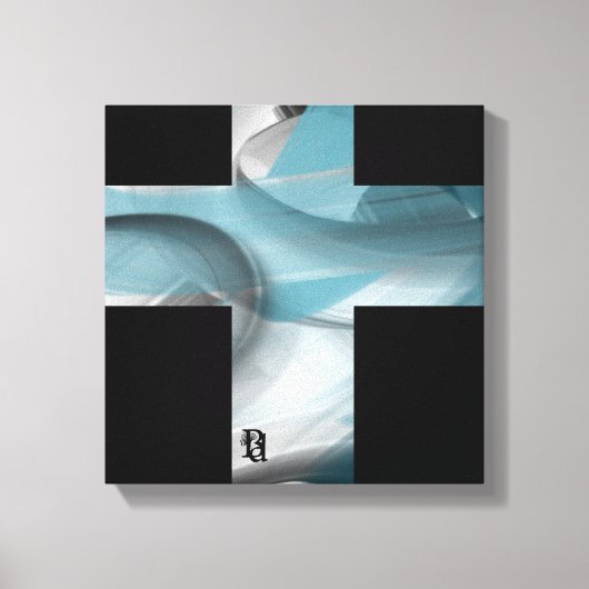 12x12" Trend Abstract Art Canvas Black White Blue キャンバスプリント (正面)