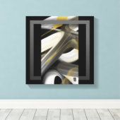 12x12" Trend Abstract Art Canvas Black White Gold キャンバスプリント (インサイチュ (ウッドフロア))
