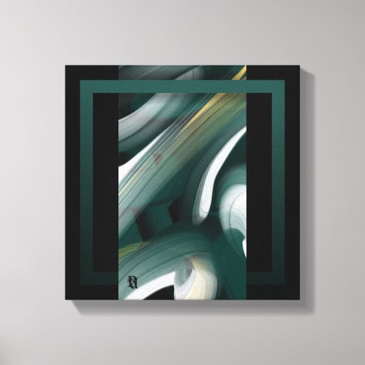12x12" Trend Abstract Art Canvas Black White Green キャンバスプリント (正面)