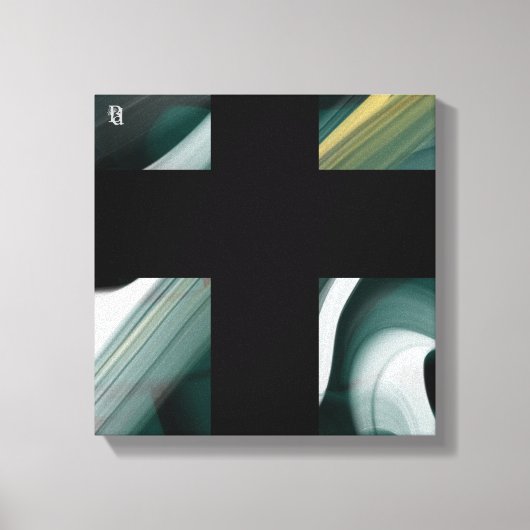 12x12" Trend Abstract Art Canvas Black White Green キャンバスプリント (正面)