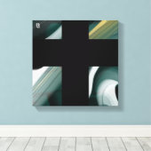 12x12" Trend Abstract Art Canvas Black White Green キャンバスプリント (インサイチュ (ウッドフロア))
