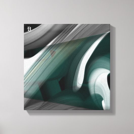 12x12" Trend Abstract Art Canvas Black White Green キャンバスプリント (正面)