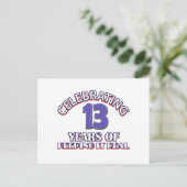 13おもしろい歳の誕生日デザイン ポストカード (スタンド正面)