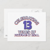 13おもしろい歳の誕生日デザイン ポストカード (正面/裏面)