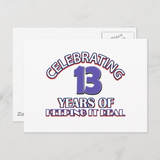 13おもしろい歳の誕生日デザイン ポストカード (正面/裏面)