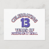 13おもしろい歳の誕生日デザイン ポストカード (正面)