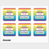 13お誕生日ケーキレインボーのステッストライプカー スクエアシール (シート)