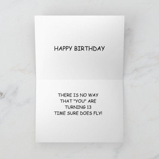 **13のまわりに誕生日** カード (内部)