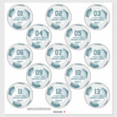 13のティール（緑がかった色）の白いサッカーチームのセットは、女の子の男の子を色にする シール (シート)