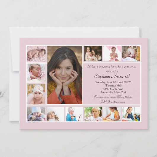 13の写真のコラージュの縦の写真の招待状 招待状 (正面)